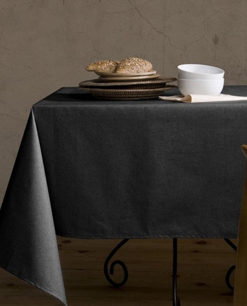 Stain resistant cotton linen tablecloth, dark gray - Shopping Blue